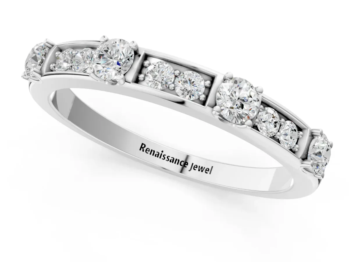 Round Diamond Channel Set Eternity Band with Prong Setting Platinum