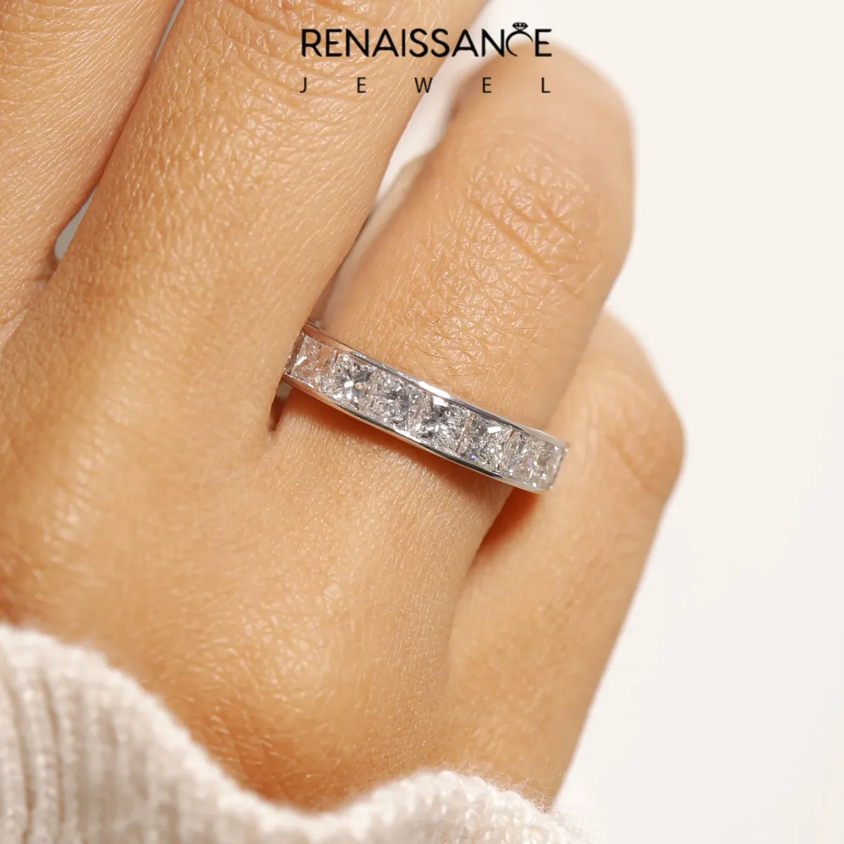 Princess Cut Eternity Band with Channel Set Platinum
