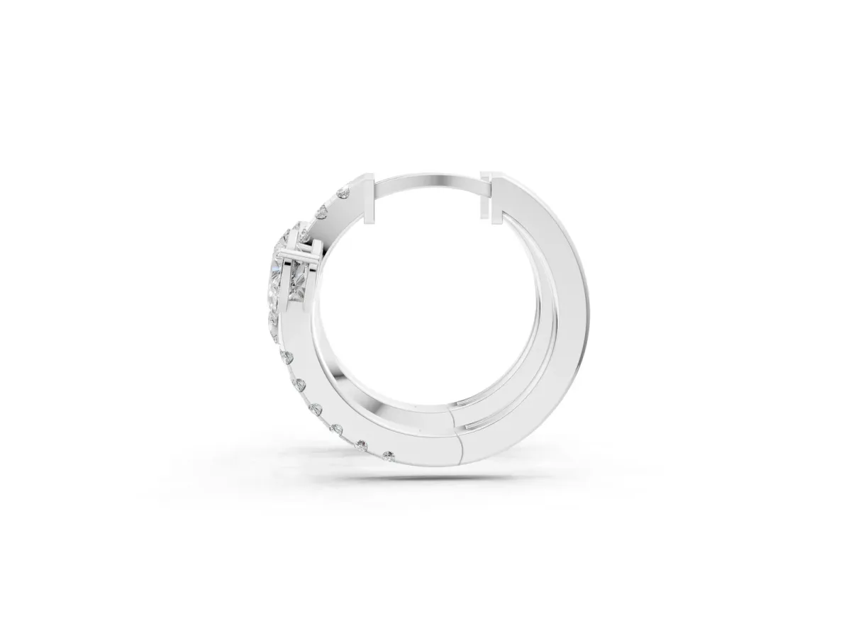 Pear Cut Diamond Bypass Huggie Hoop Earrings Platinum