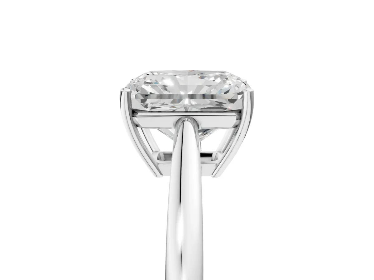 Radiant Cut Solitaire Diamond Ring with Split Shank and Four-Prong Setting Platinum