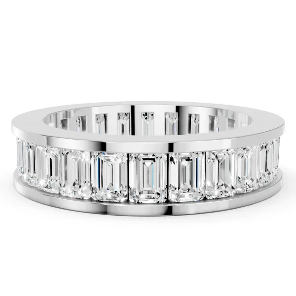 emerald Cut eternity band with channel set Platinum