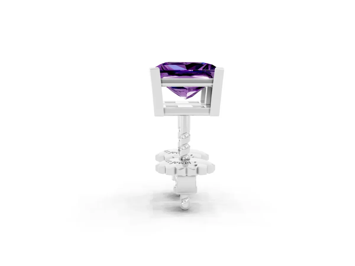 Princess Cut Amethyst Stud Earrings Platinum
