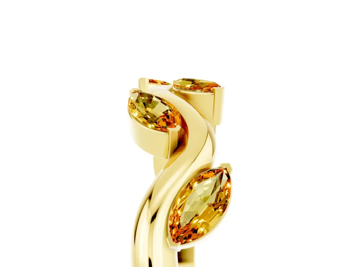 Marquise Citrine Twisted Band with Prong Setting Yellow gold