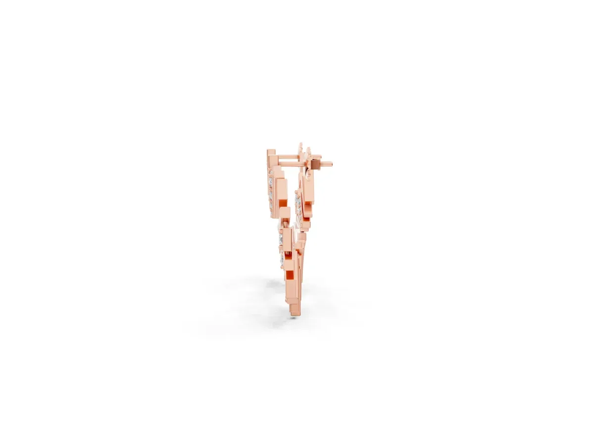 Round Diamond Fanburst Stud Earrings Rose gold