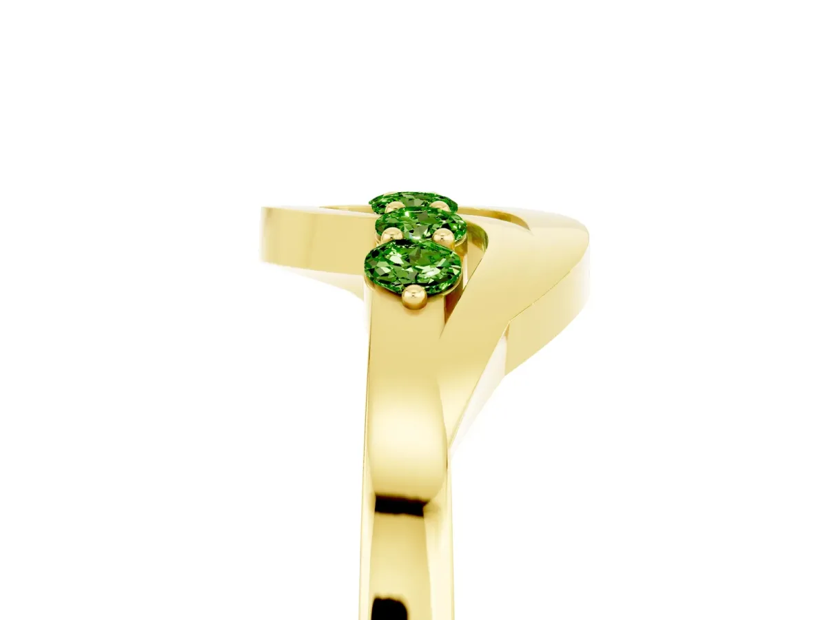 Five-Stone Round Peridot Crossover Band with Prong Setting Yellow gold