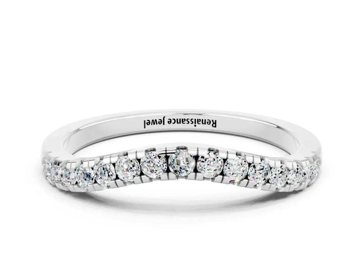 Moissanite Pavé Curved Wedding Band White gold