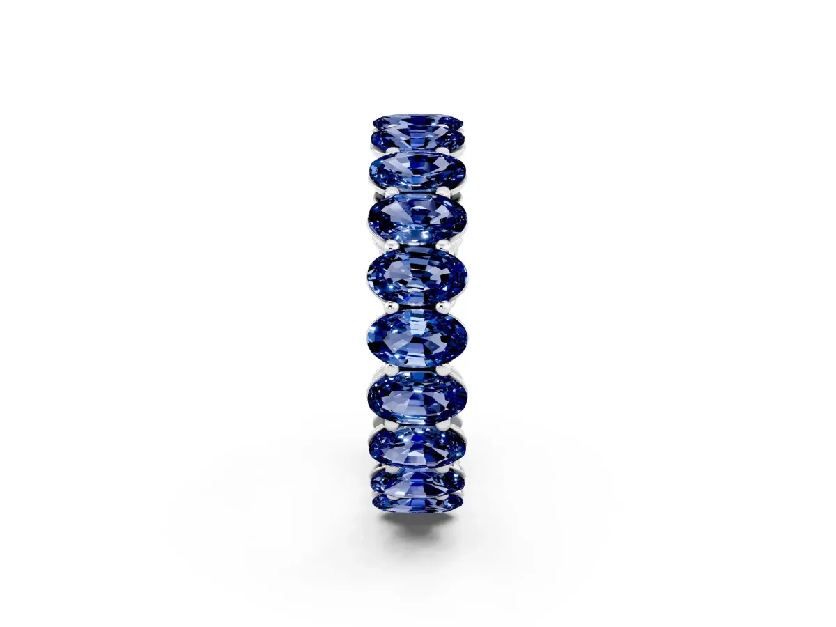 Oval Cut Blue Sapphire Eternity Band with Shared Prong Setting Platinum