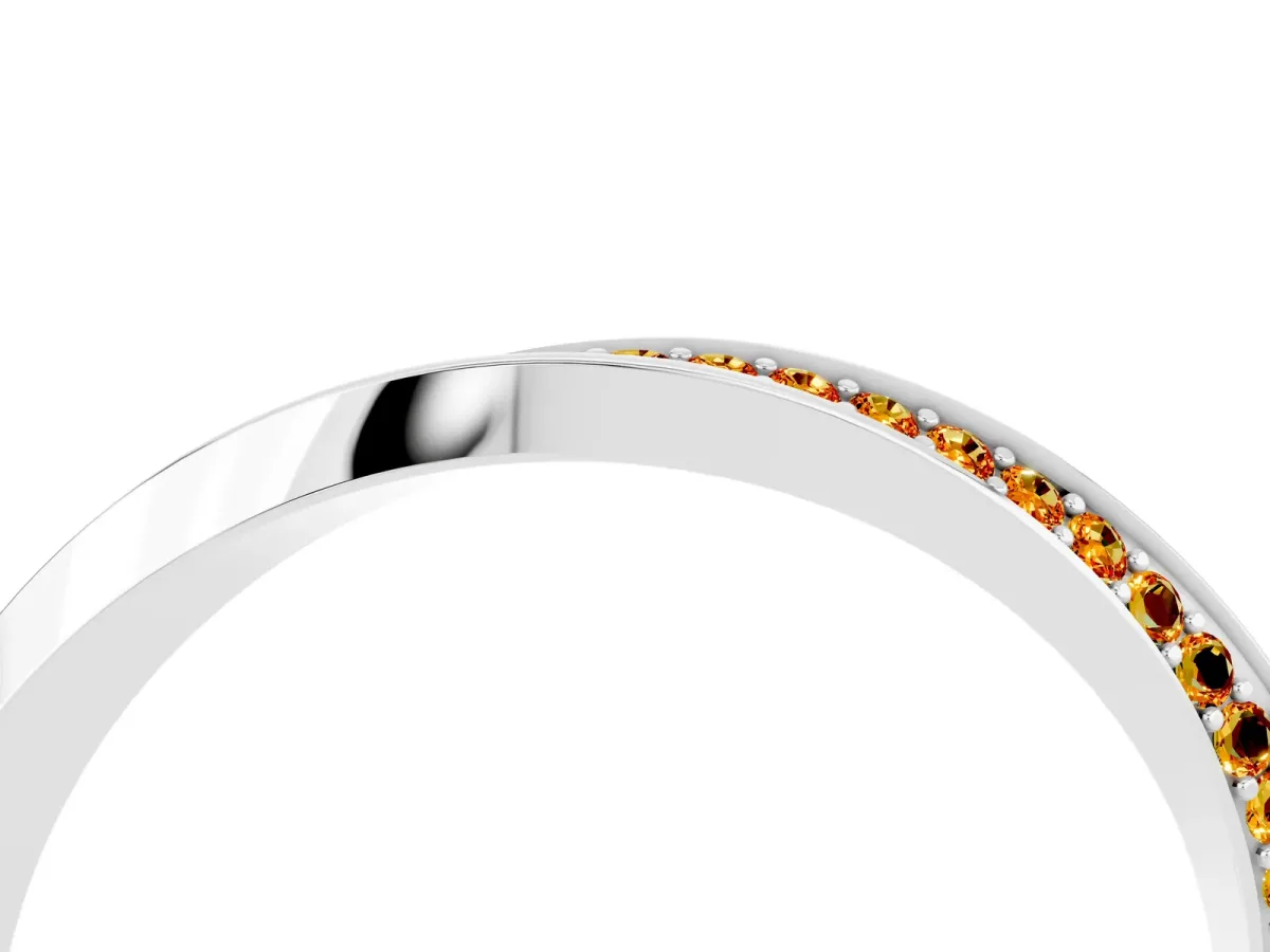 Pavé Round Citrine Twist Band White gold