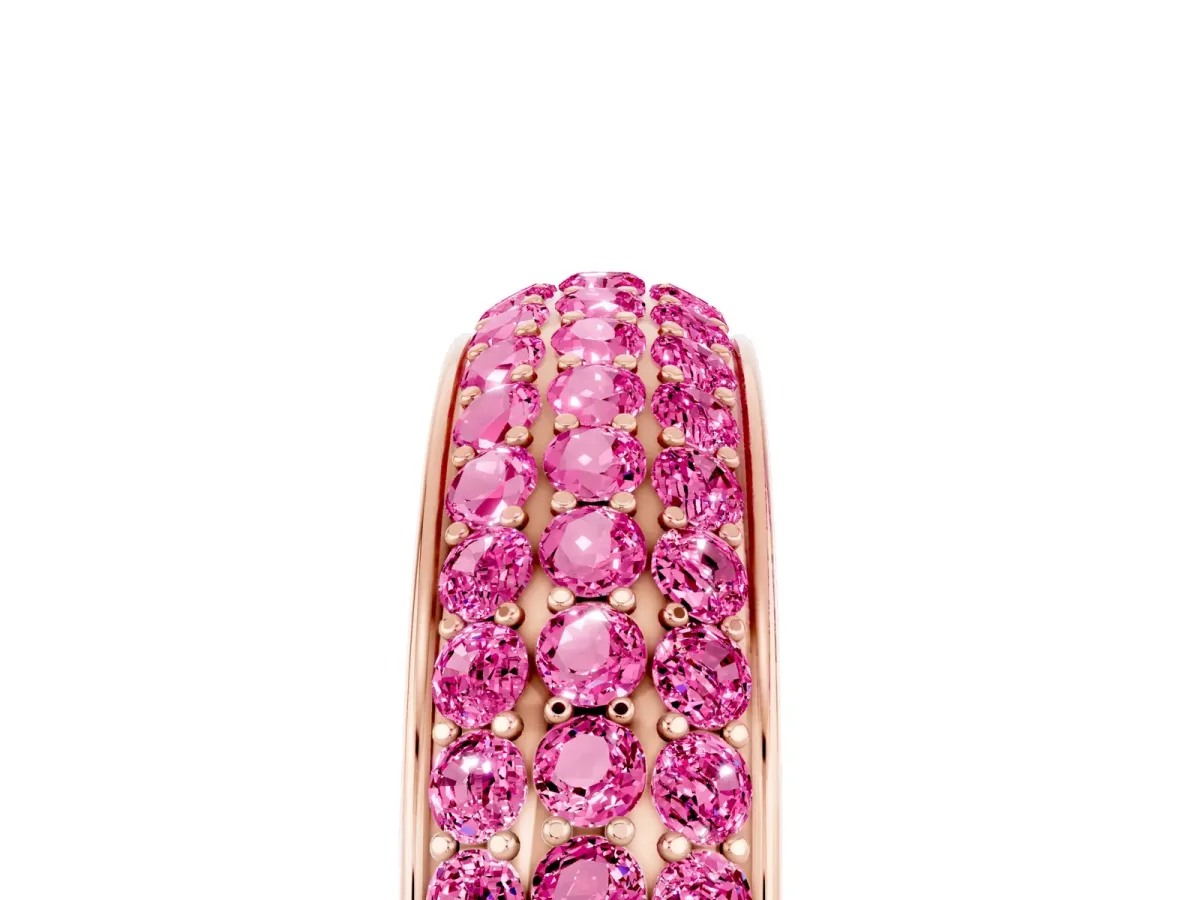 Three-Row Round Pink Sapphire Eternity Band with Shared Prong Setting Rose gold