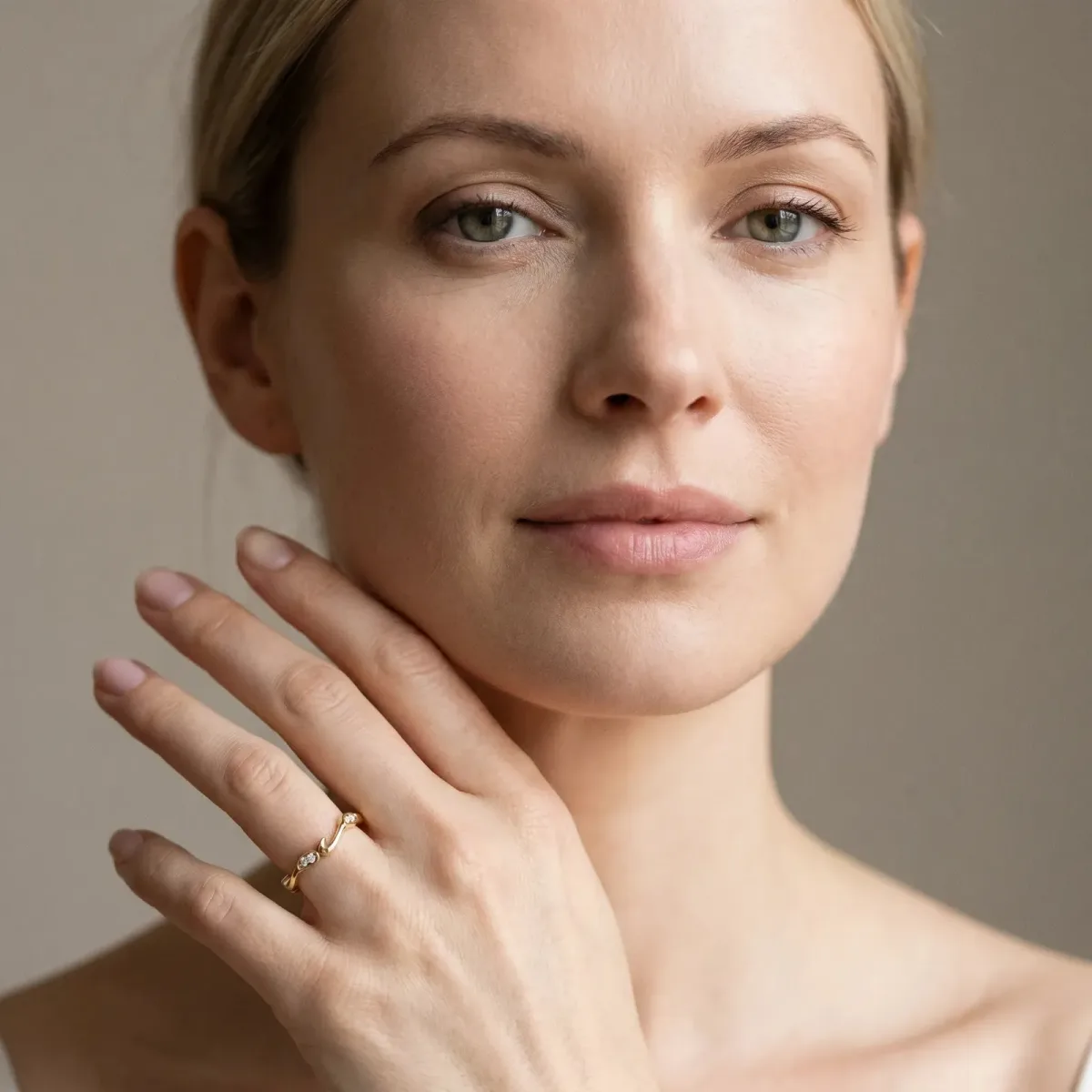 Marquise Diamond Leaf Twist Eternity Band with Bezel Setting Yellow gold