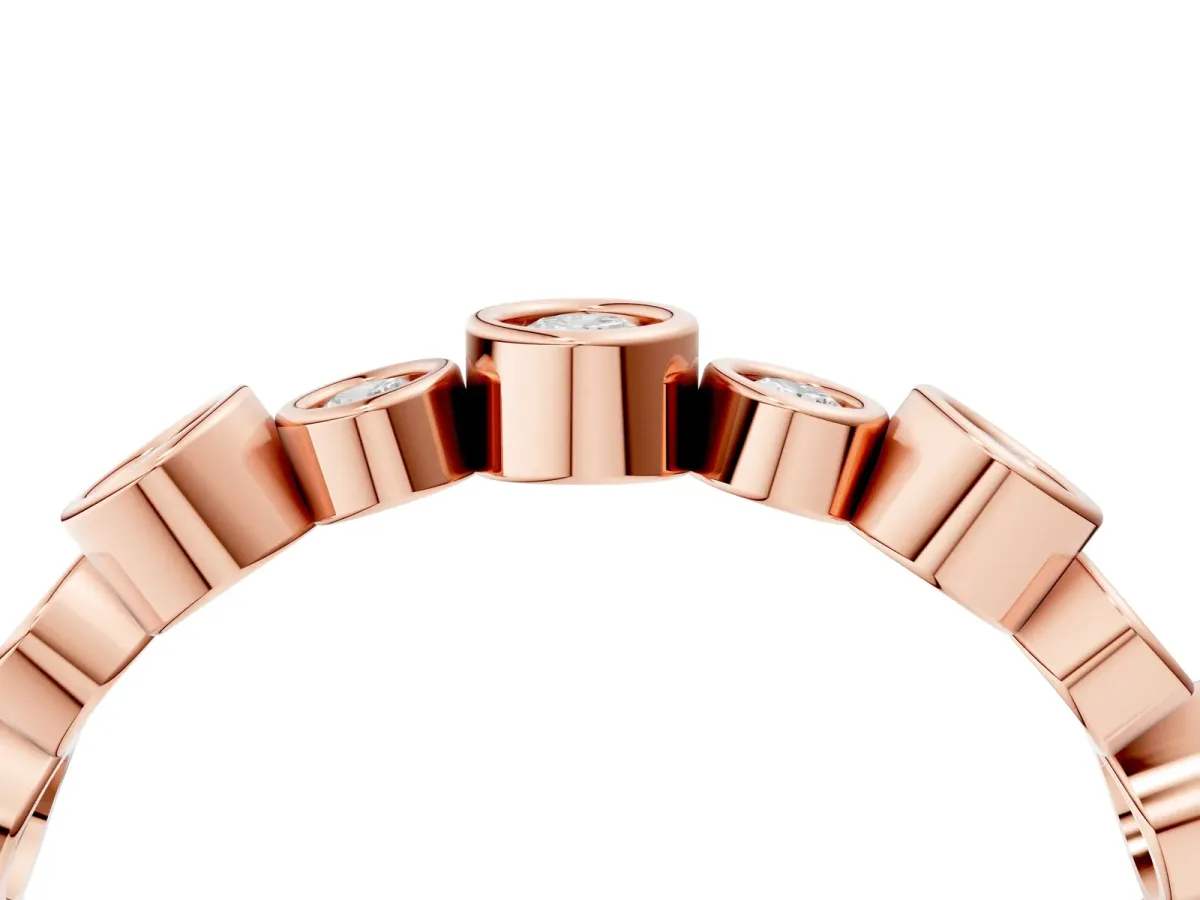 Bezel Set Round Diamond Half Eternity Band Rose gold