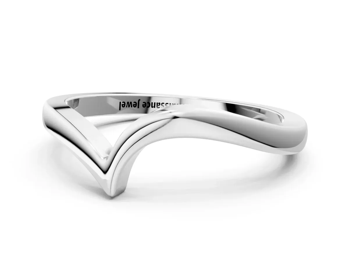 Chevron V-Shaped Contour Band Silver