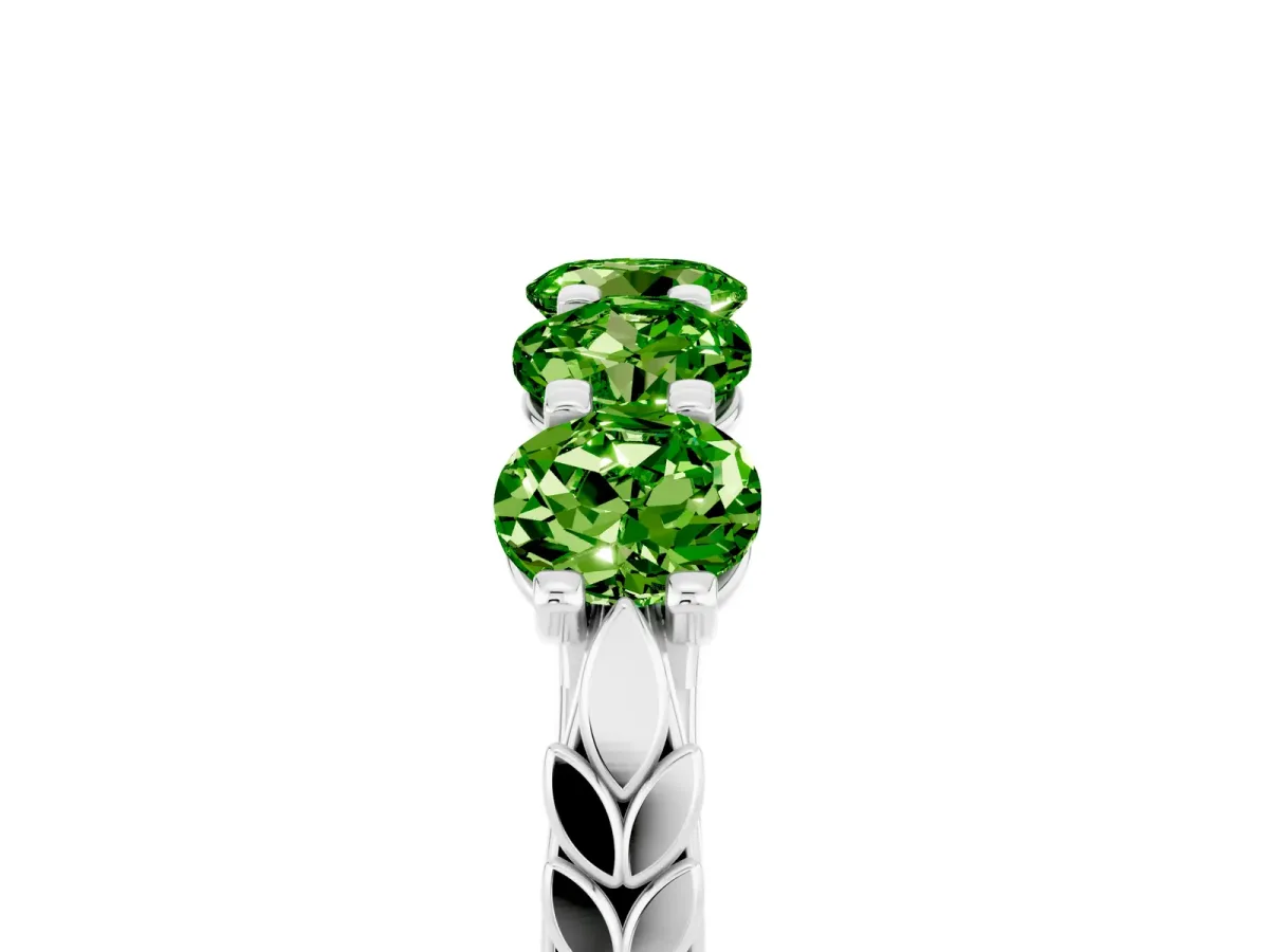 Five-Stone Round Peridot Prong-Set Band Platinum