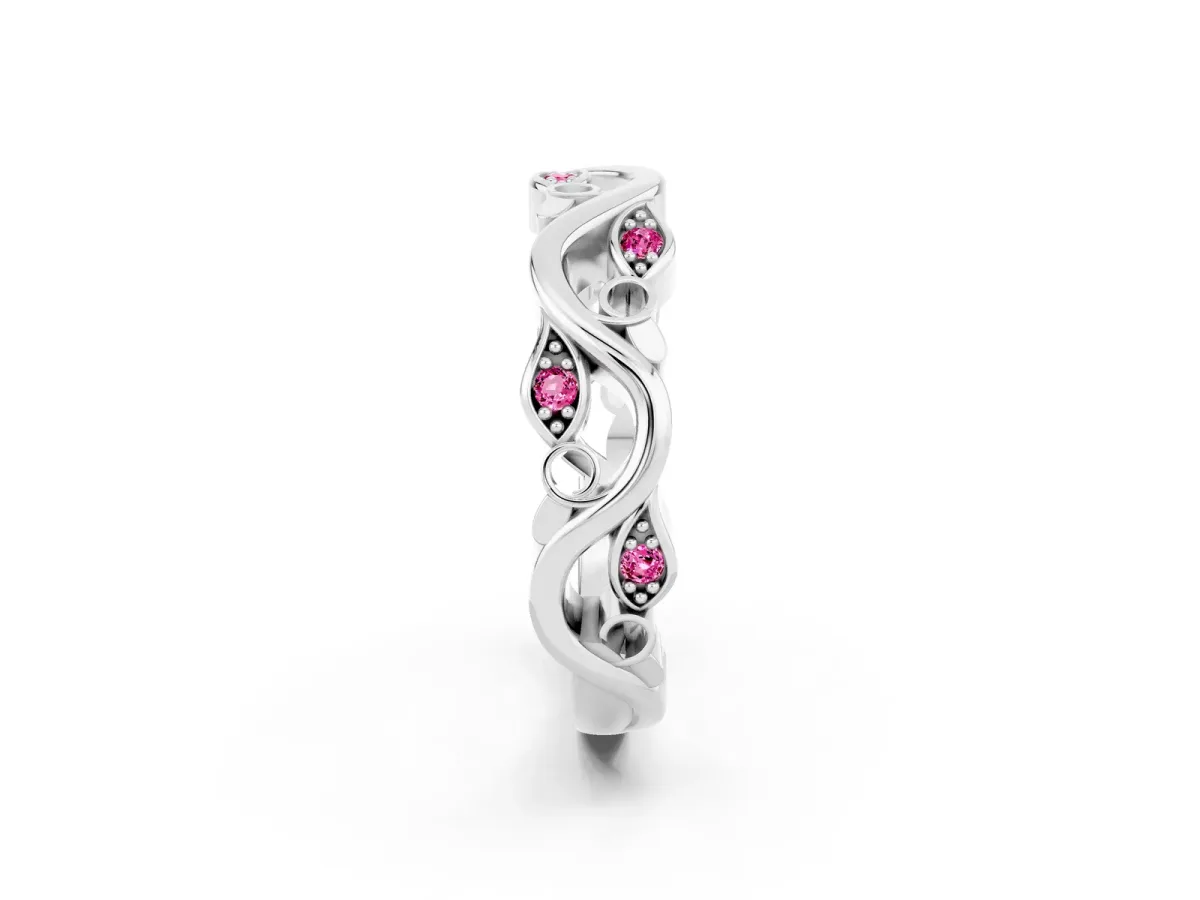 Marquise Pink Sapphire Vine Eternity Band with Bezel Setting Platinum