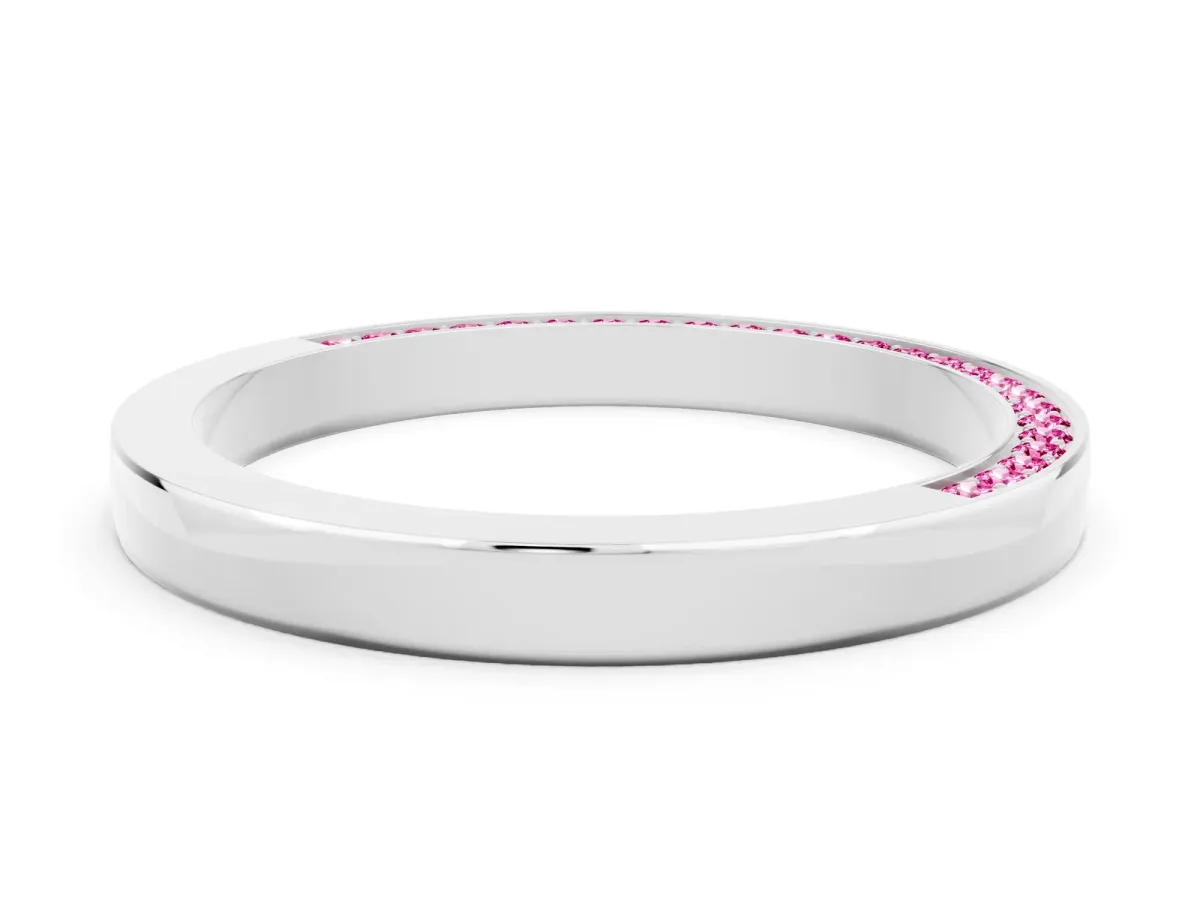 Pavé Round Pink Sapphire Channel Set Band Silver