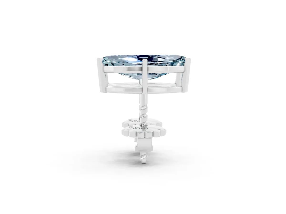 Marquise Cut Aquamarine Stud Earrings Silver