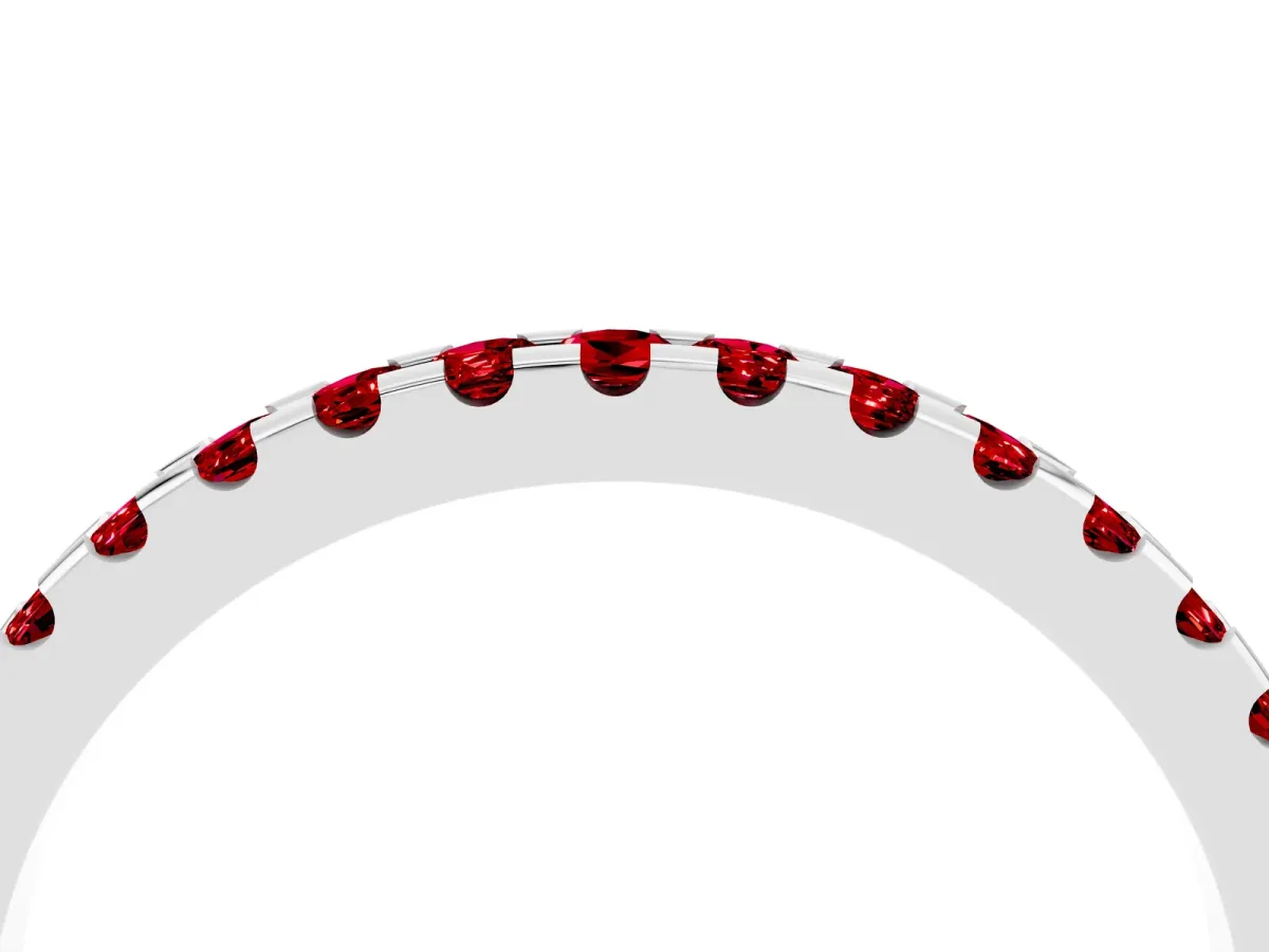 Round Ruby Pavé Set Eternity Band with Micro Prong Setting Silver