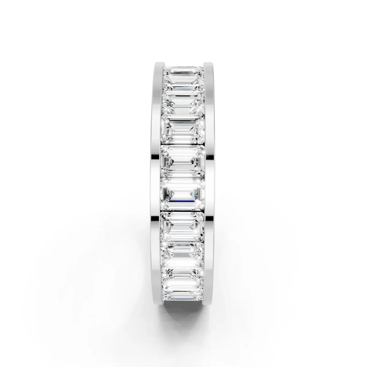 emerald Cut eternity band with channel set Silver