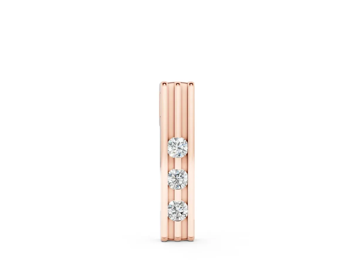 Three-Stone Round Channel Set Pendant Rose gold