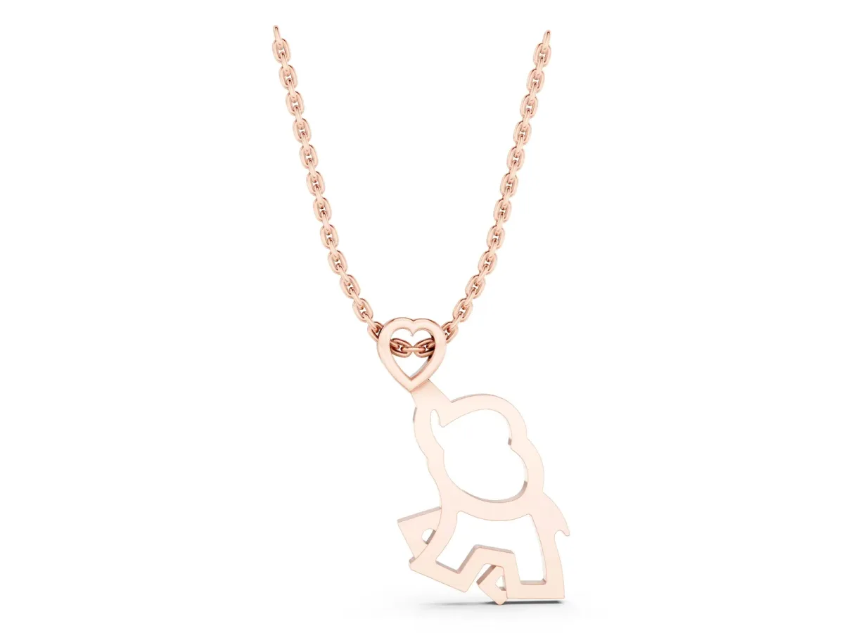 Silver Elephant Heart Pendant Rose gold