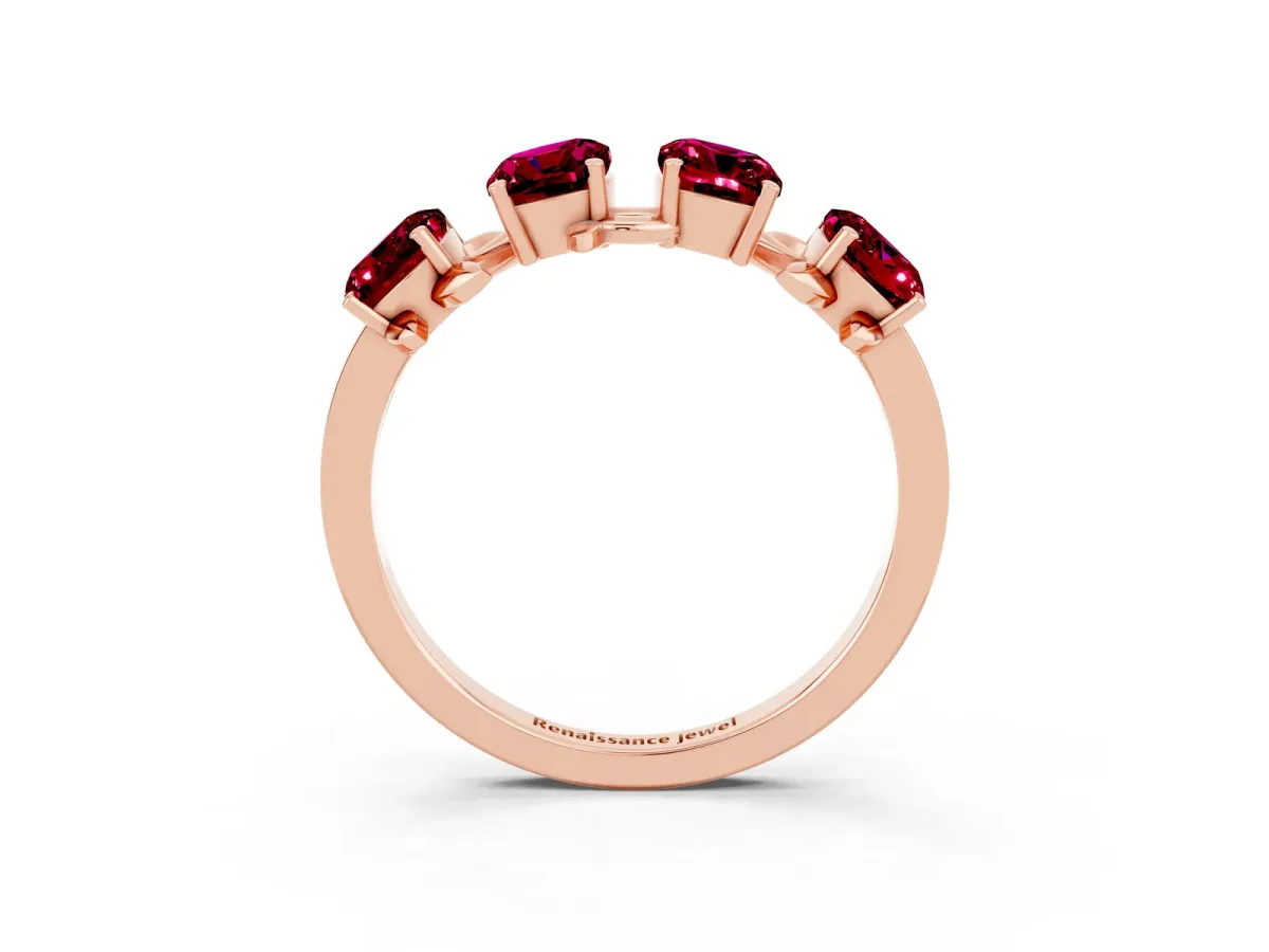 Emerald Cut Garnet Prong-Set Half Eternity Band Rose gold