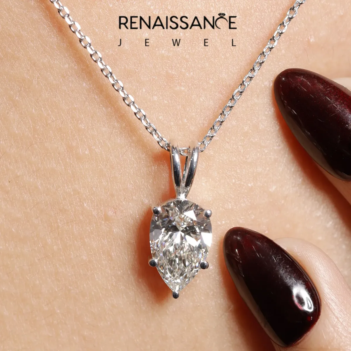 Pear Cut Solitaire Pendant with Three-Prong Setting Silver