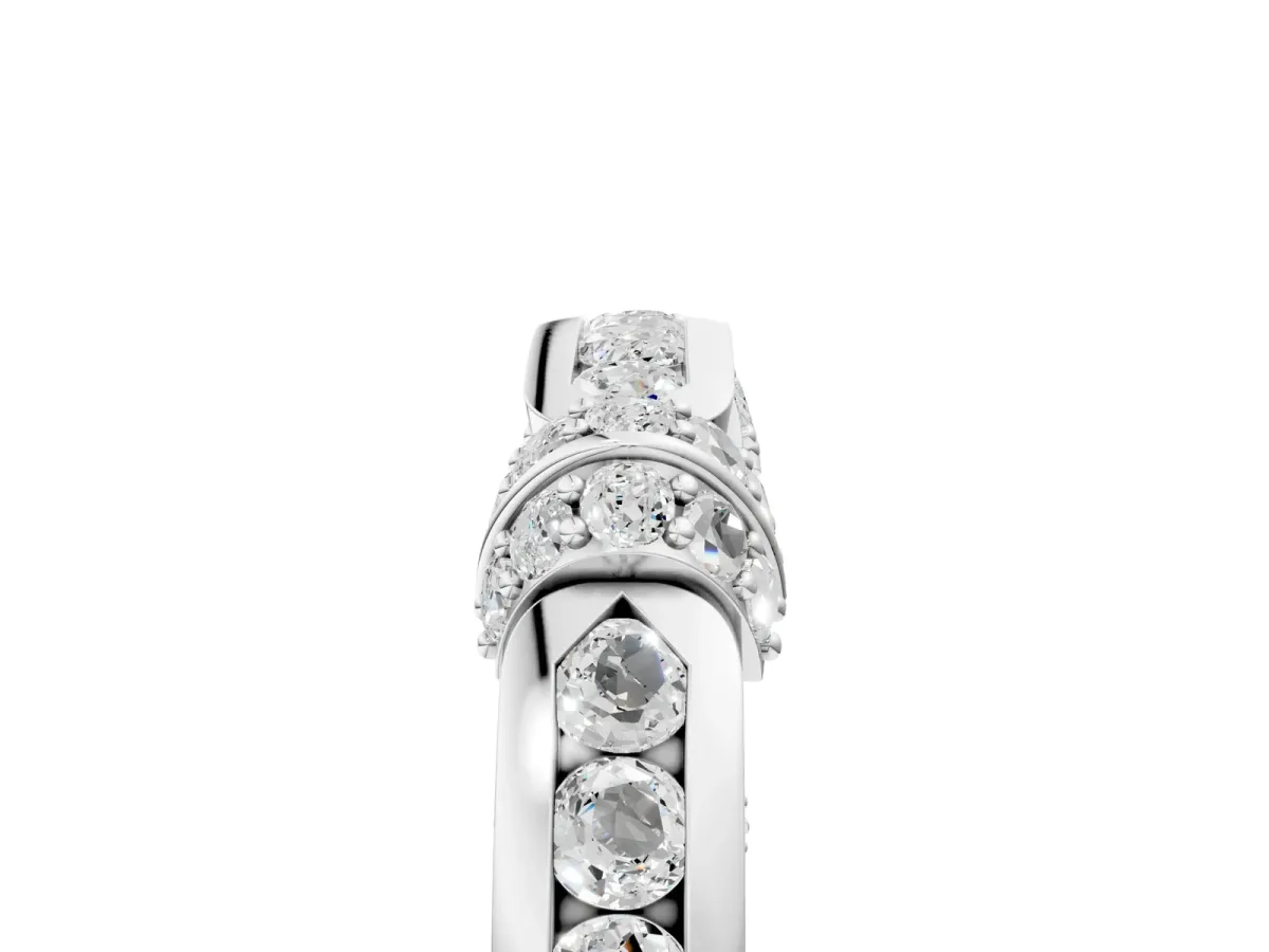 Pavé Round Diamond Link Band with Bezel Setting Silver