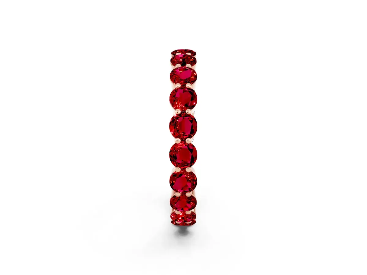 Round Ruby Eternity Band with U-Prong Setting Rose gold