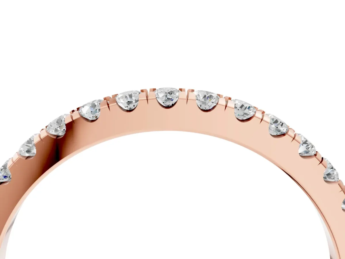 Round Diamond Classic Half Eternity Band with Shared Prong Setting Rose gold