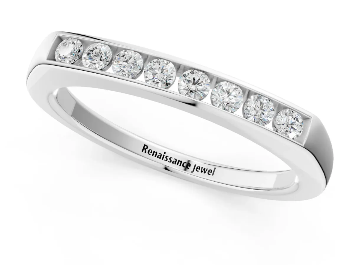 Channel Set Round Diamond Flat Band Platinum
