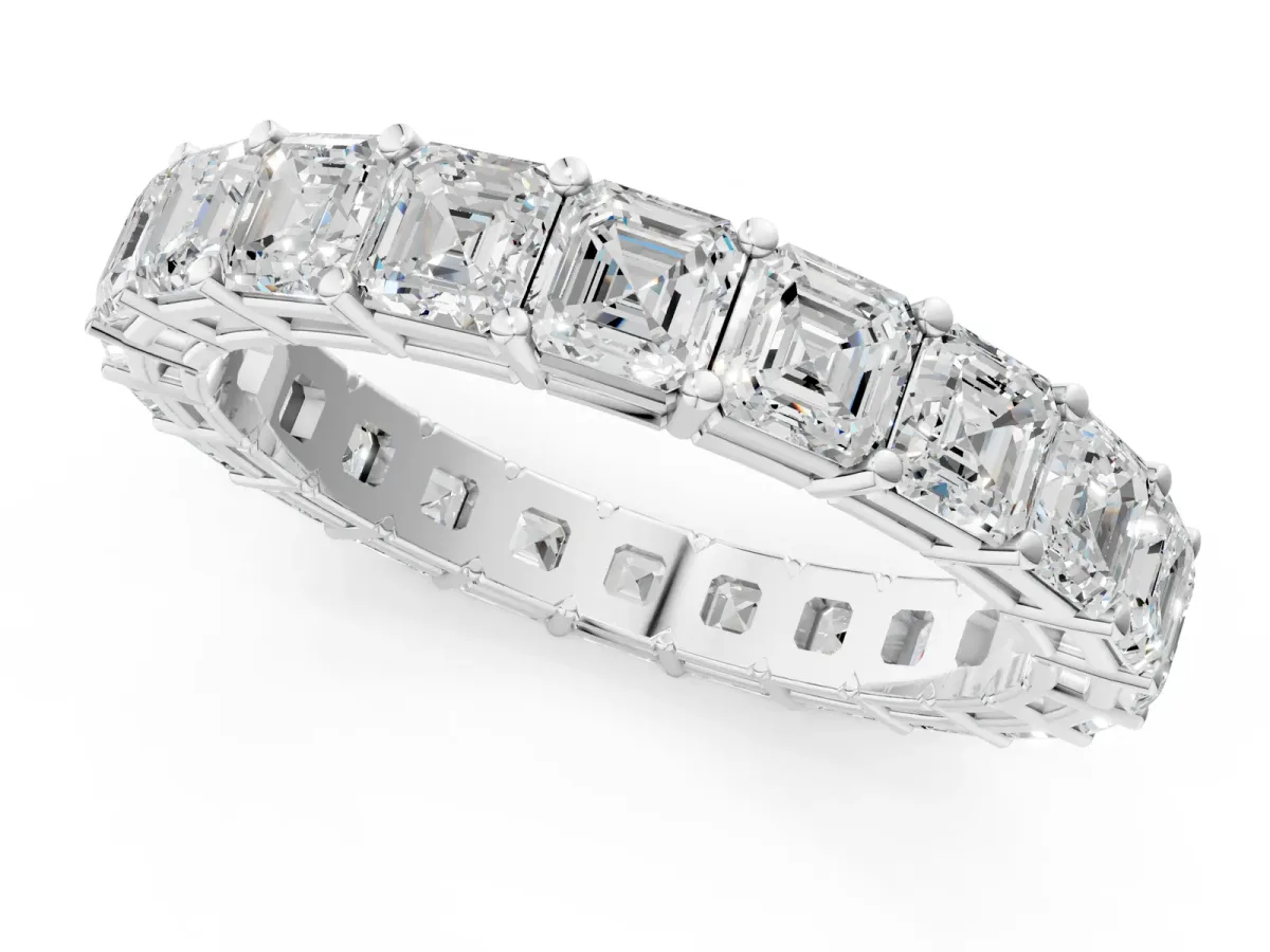 Asscher Cut Eternity Band with Shared Prong Setting Platinum