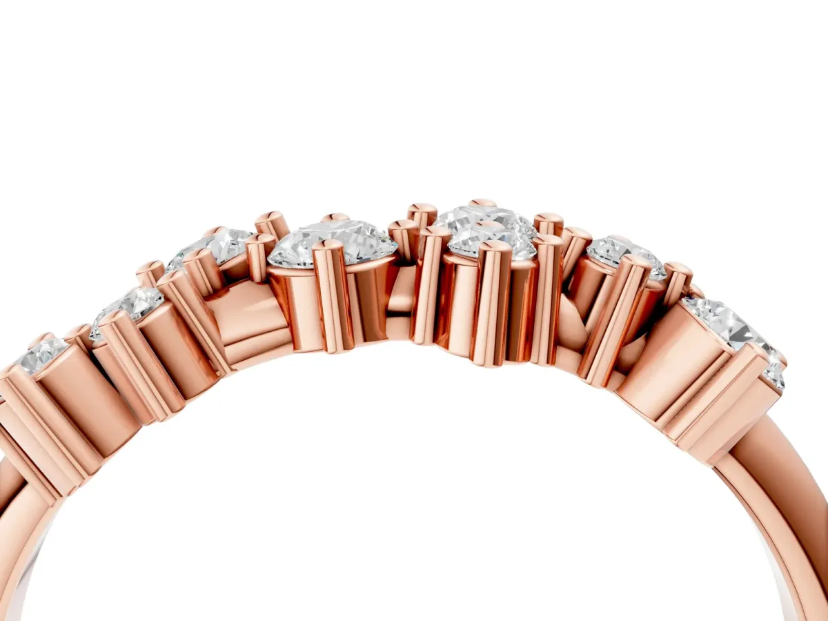 Cluster Diamond Round Cut White Gold Band with Prong Setting Rose gold