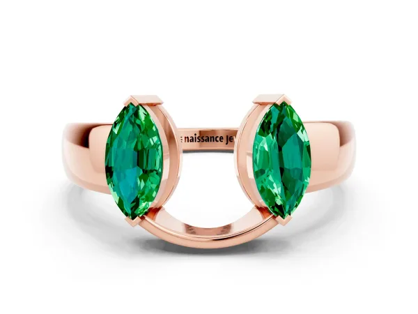 Marquise Emerald Open Band Ring with Tension Setting Rose gold