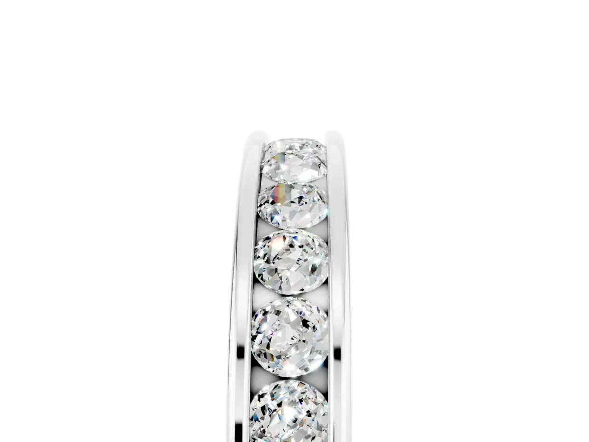 Channel Set Round Moissanite Eternity Band Silver