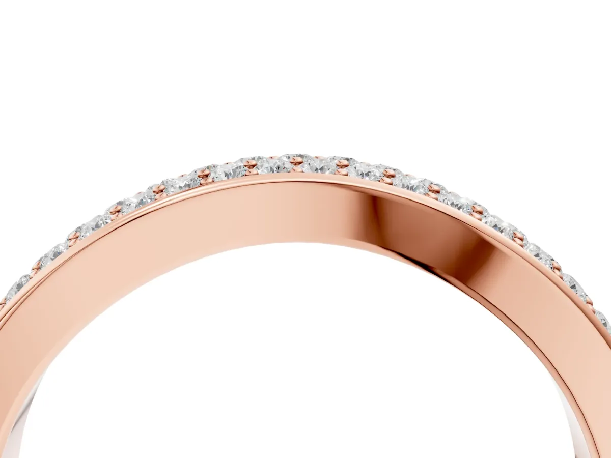 Pavé Round Diamond Contour Band Rose gold