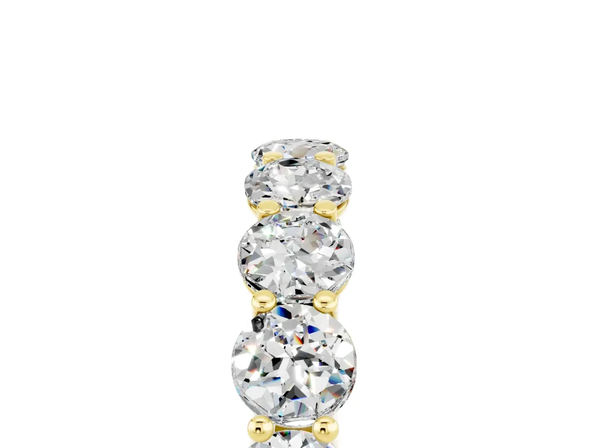 Round Moissanite Shared Prong Eternity Band Yellow gold