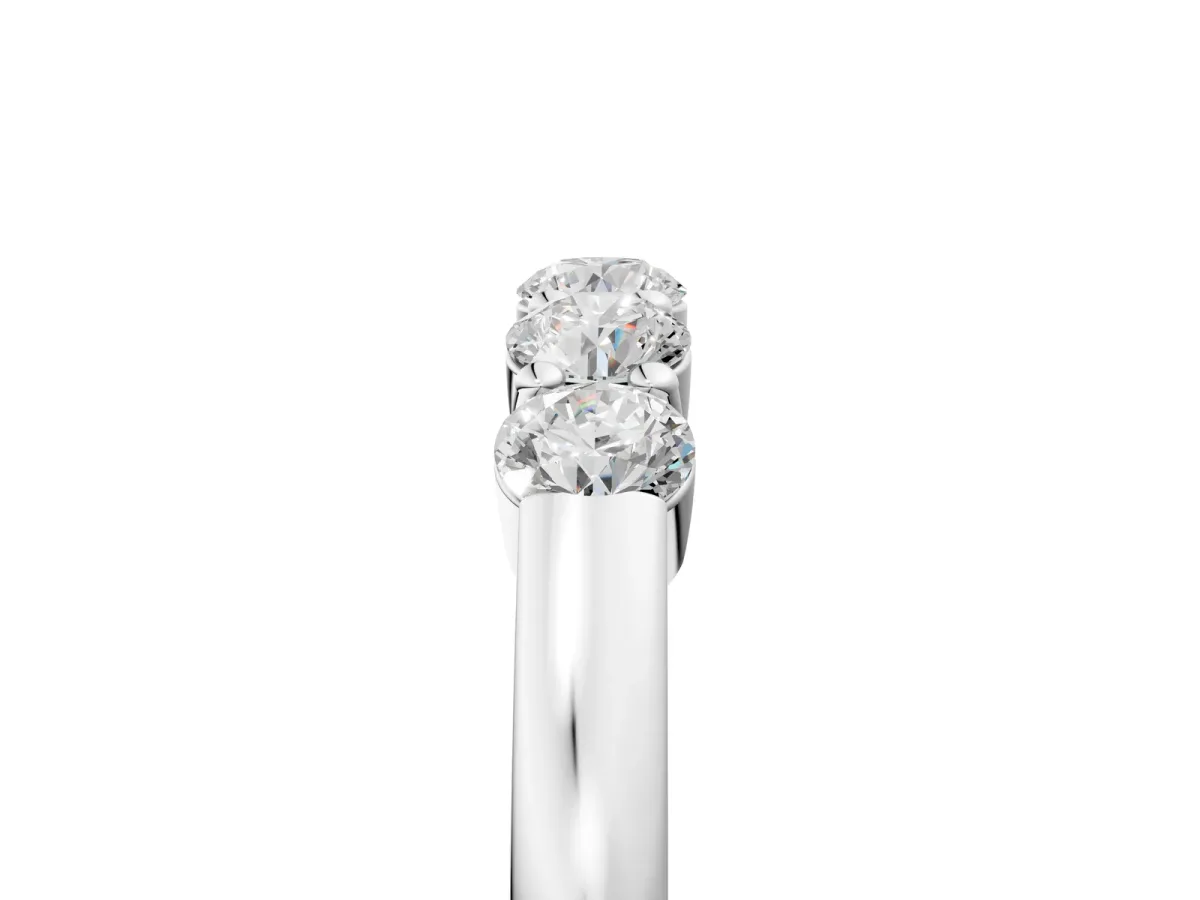 Five-Stone Round Diamond Channel Set Band with Shared Prong Setting Platinum