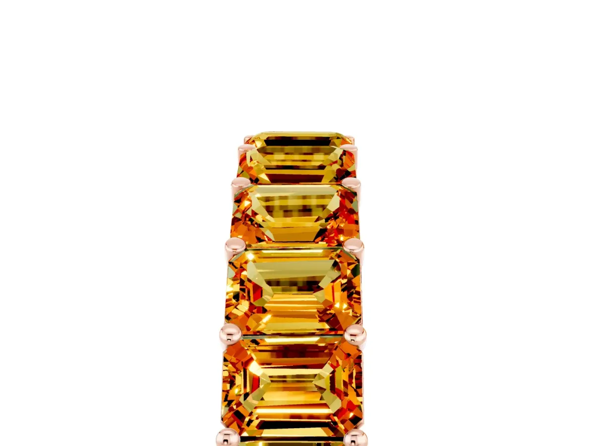 Emerald Cut Citrine Eternity Band with Shared Prong Setting Rose gold