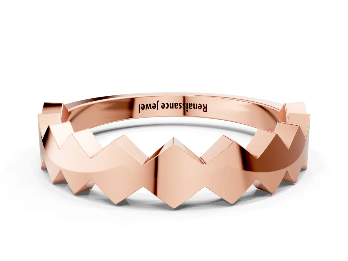 Zigzag Chevron Band with No Stone Rose gold