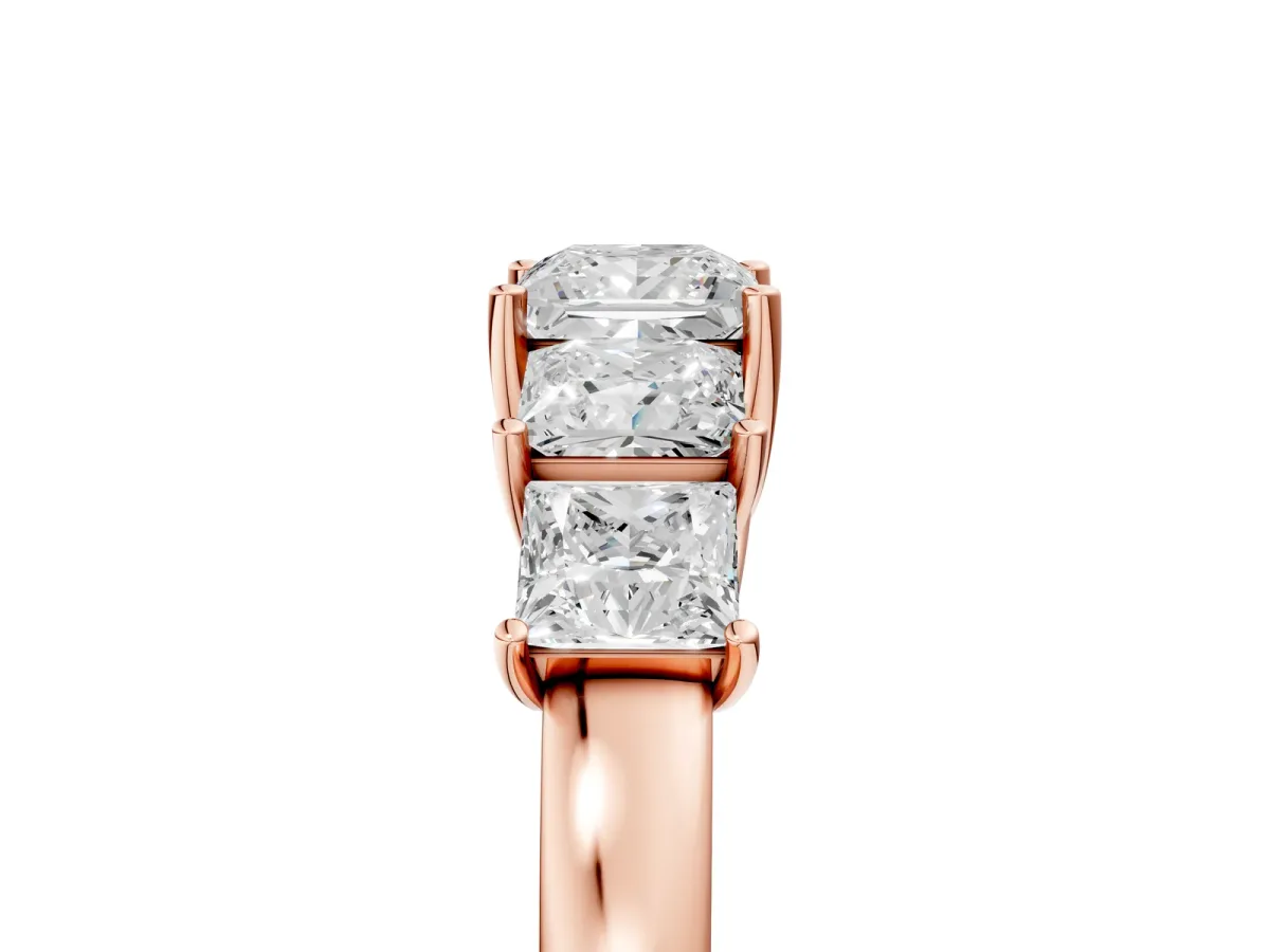 Princess Cut Five-Stone Diamond Ring with Classic Prong Setting Rose gold