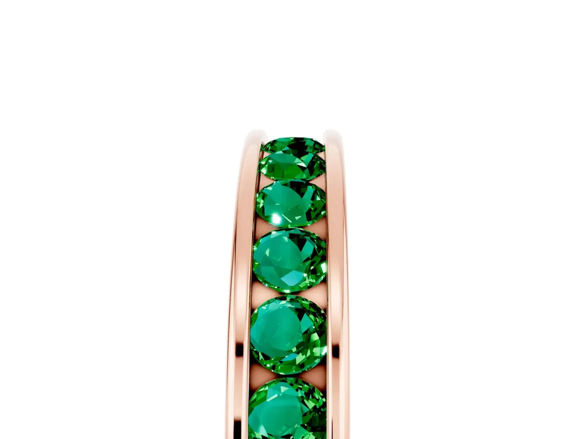 Channel Set Round Emerald Eternity Band Rose gold