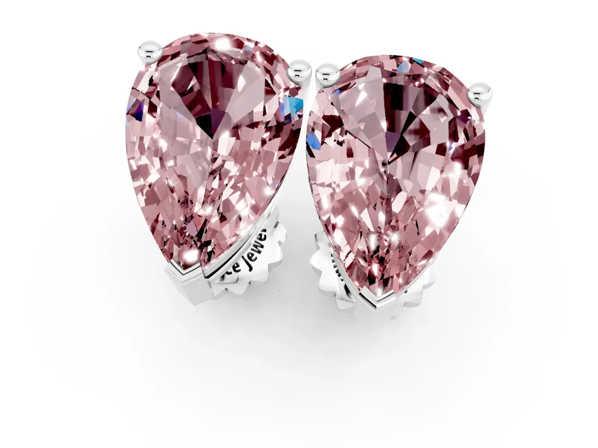 Pear Cut Morganite Stud Earrings White gold