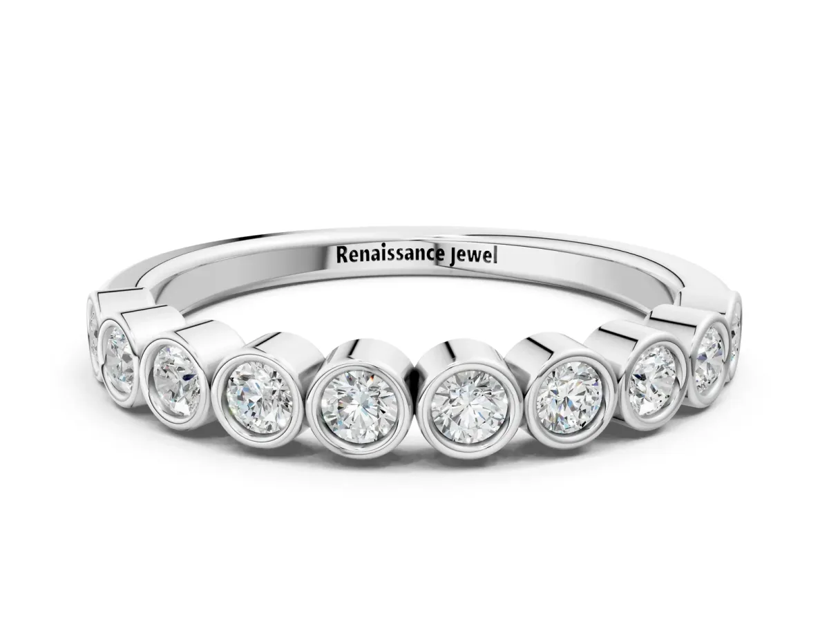 Bezel Set Round Diamond Eternity Band Platinum