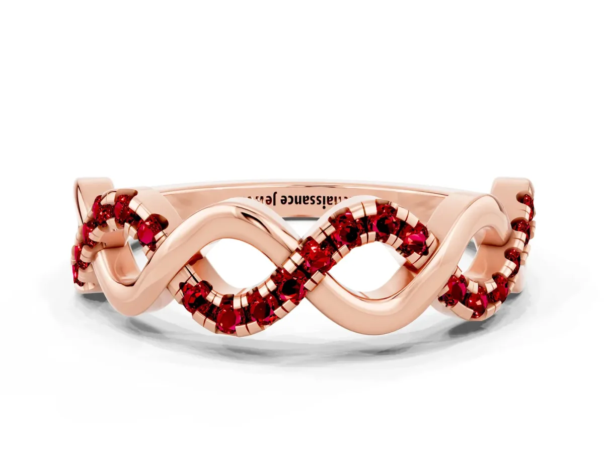 Twist Infinity Round Ruby Band with Pavé Setting Rose gold