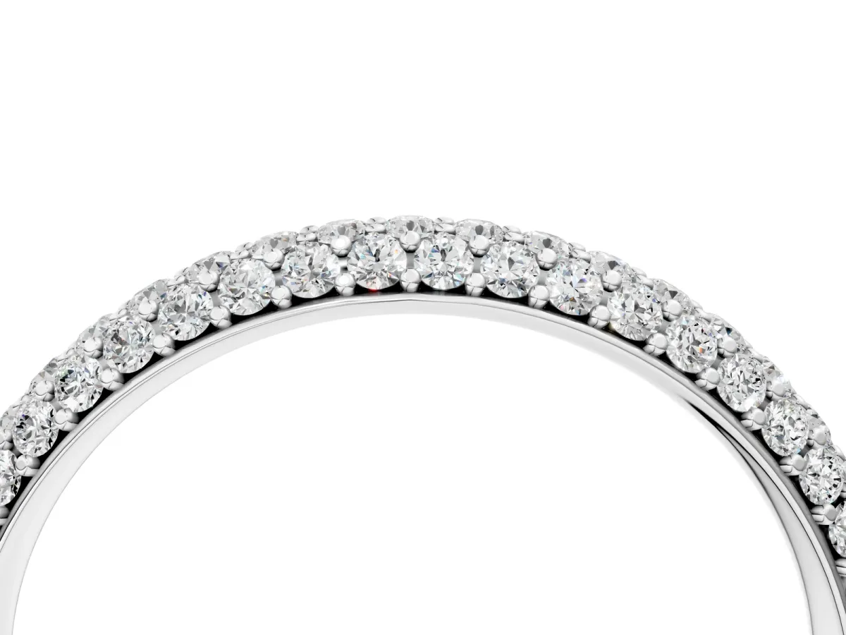 Round Diamond Pavé Eternity Band with Shared Prong Setting Silver