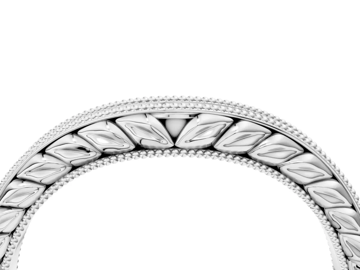 Milgrain Round Diamond Curved Eternity Band with Pavé Setting Silver