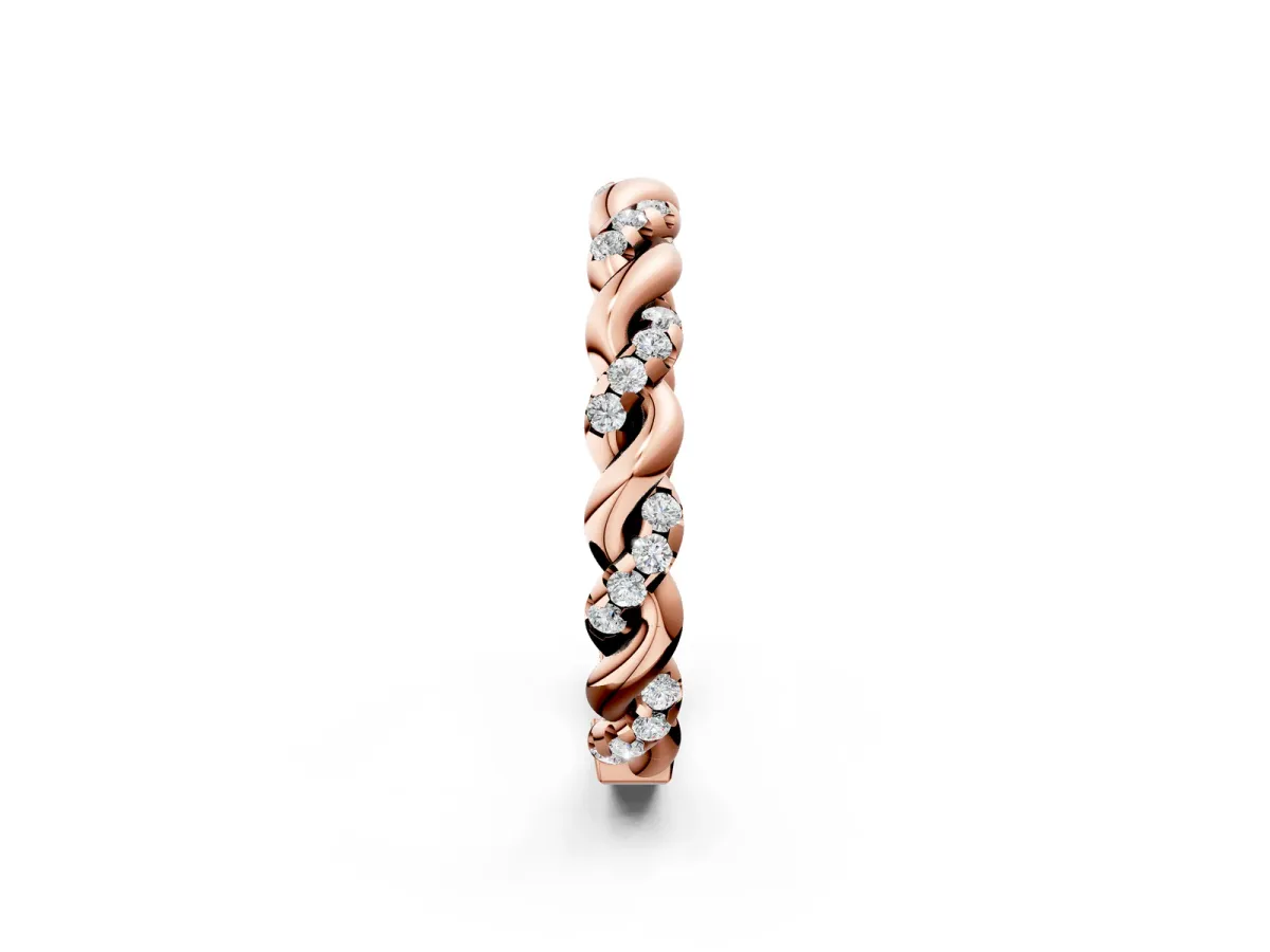 Twisted Pavé Round Diamond Eternity Band Rose gold