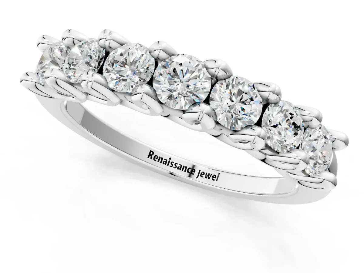 Round Diamond Prong-Set Half Eternity Band Platinum