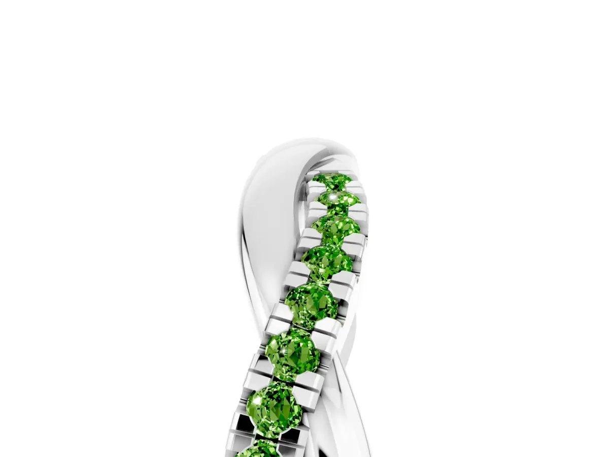 Round Peridot Twisted Infinity Band with Prong Setting White gold