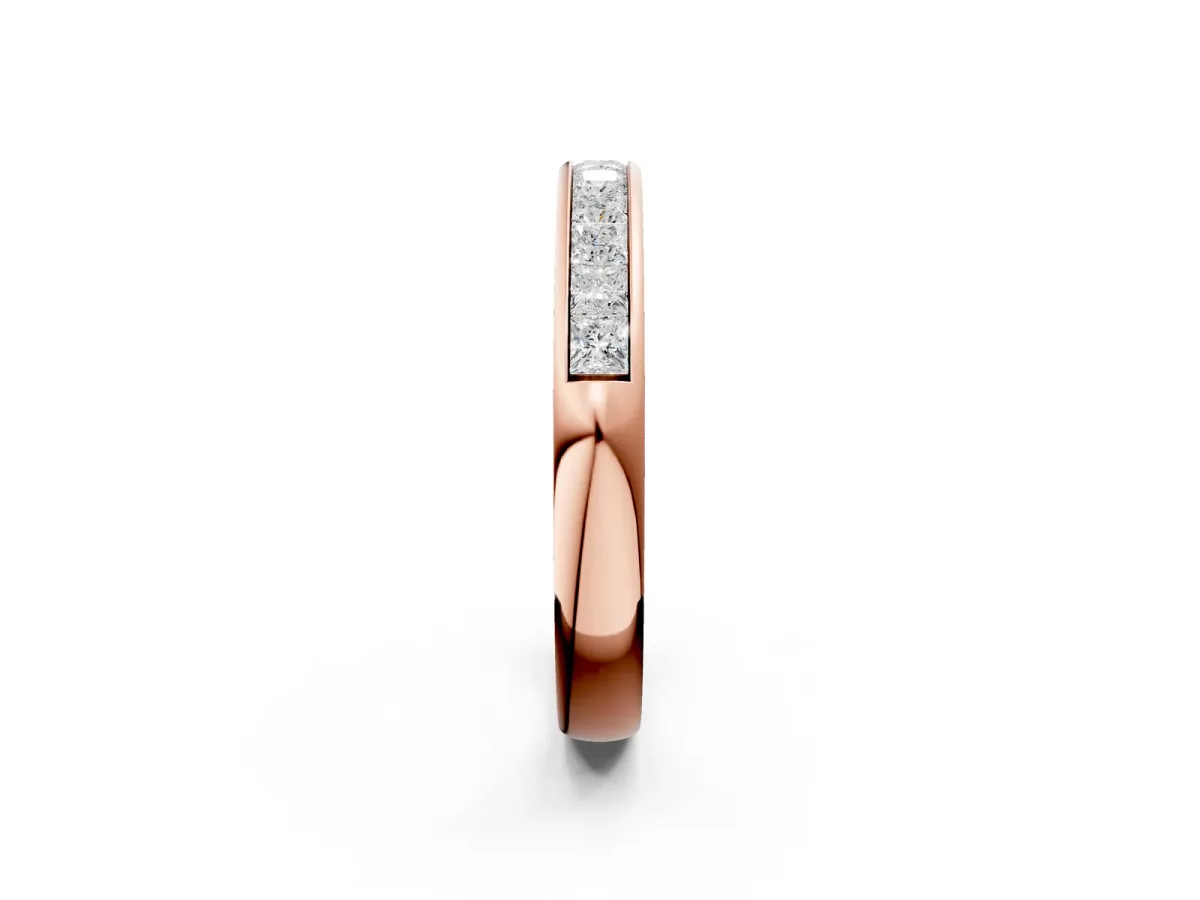 Channel Set Princess Cut Diamond Eternity Band Rose gold